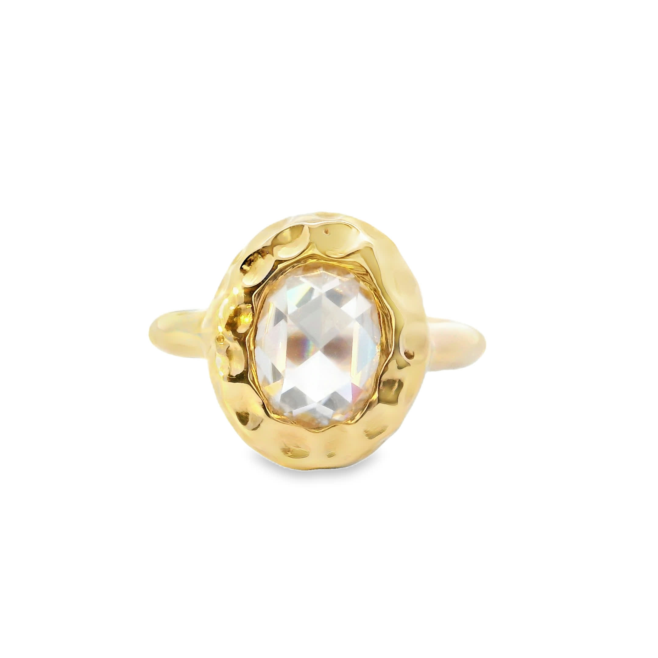 Elegant Gold Ring with Moissanite Center