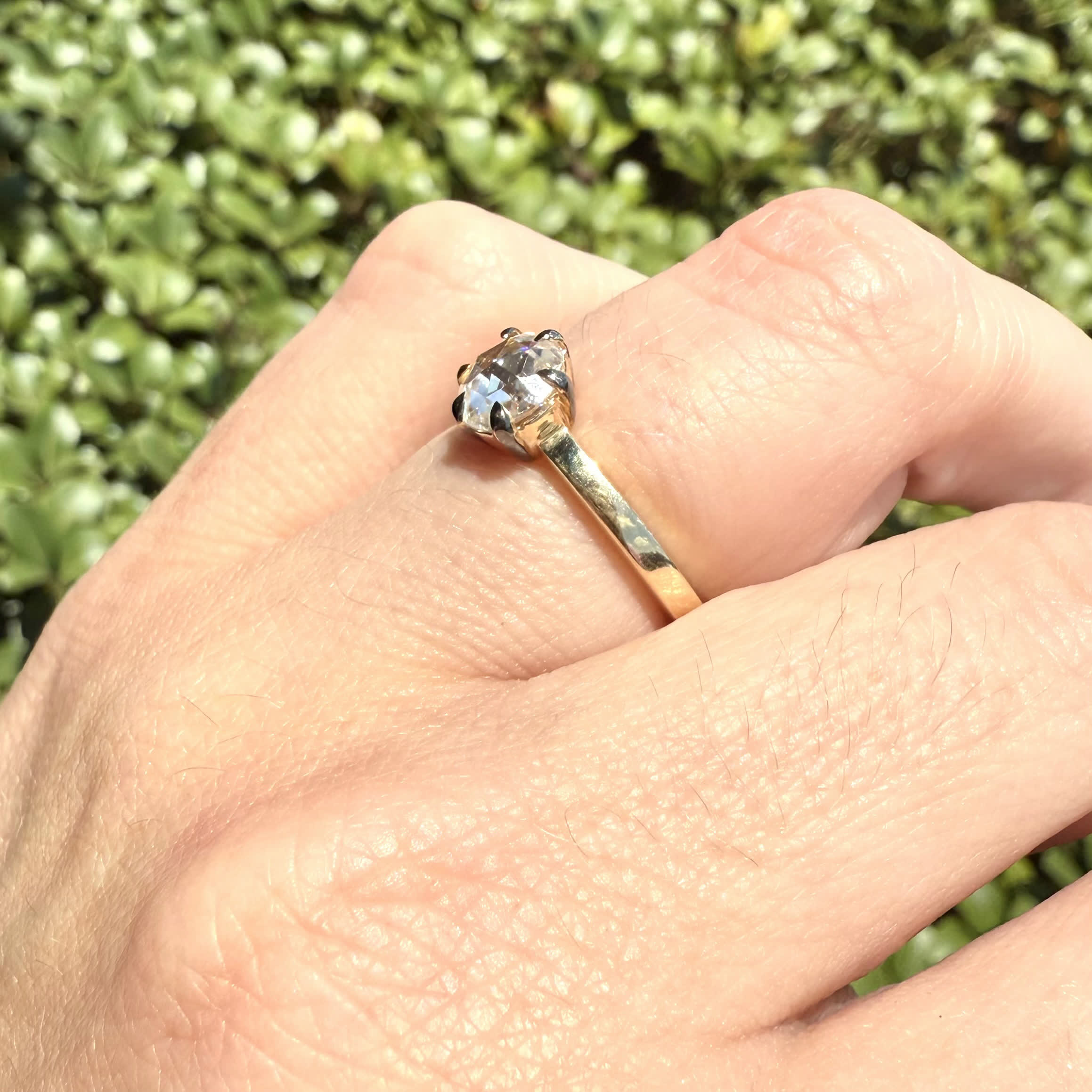 Gold Solitaire Ring with Round Brilliant Moissanite
