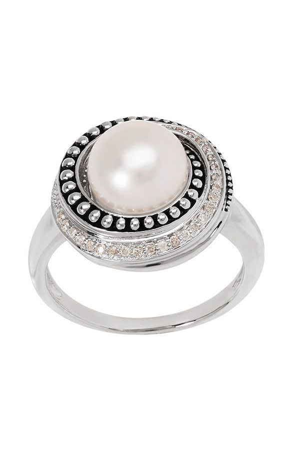 HONORA Sterling Silver Pearl and Diamond Ring