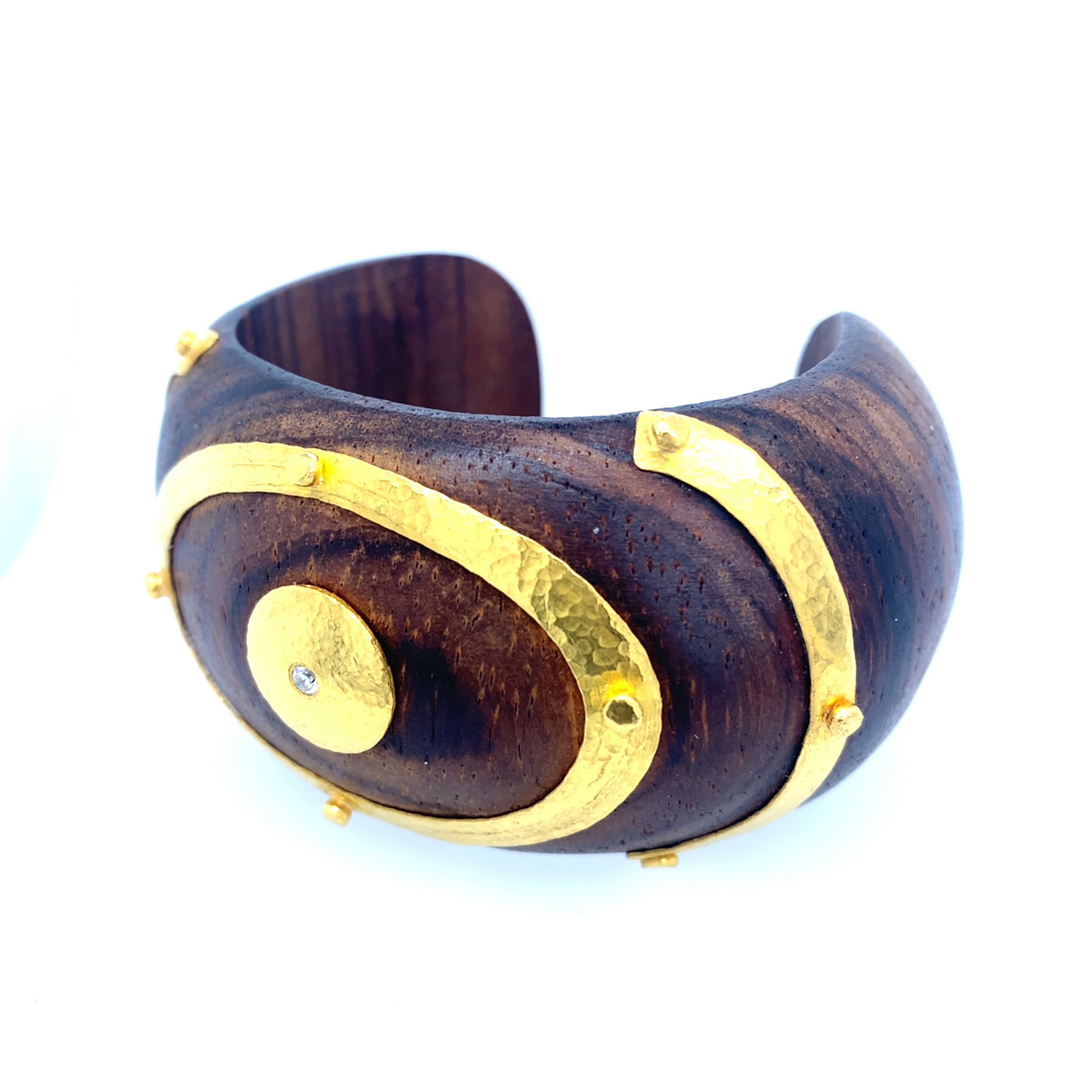 Ebony Wood Bangle w Diamond and 24KYG inlay