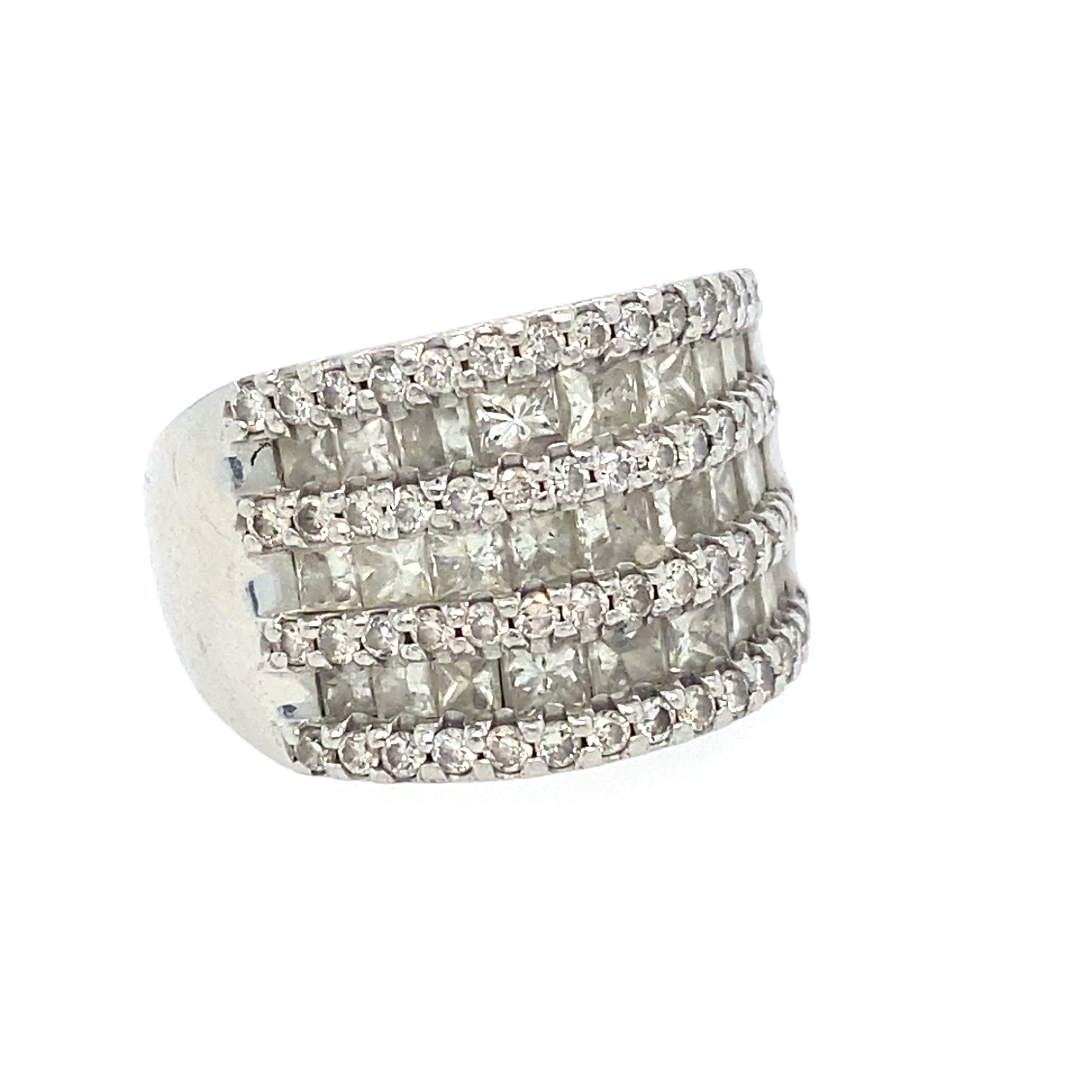 3ct Diamond Seven-Row Platinum Estate Ring